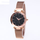 ZUEEWomen's fashion watch quartz stainless steel with mesh magnet buckle starry sky simulation ladies watch ladies' gift