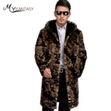 M.Y.FANSTY 2017 Winter Import USA Cool Mink Man Real Fur Mink Coat Single Breasted Jacket With Hat Long Camouflage Mink Coats