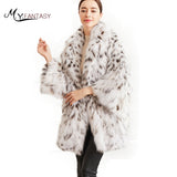 M.Y.FANSTY 2017 Rare White Wild North American Lynx High Luxury Fashion BobCats Fur Coats Real Natural Fur BobCats Long Coat