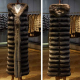 LVCHI Winter 2019 European advanced custom imported sable fight bronze persian sheep fur skirt Patchwork X-Long Slim Mink Coats