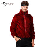 M.Y.FANSTY Shuba 2019 Winter Swan Velvet Mink Mandarin Collar Man Coat Real Fur Side Inside Wear Zipper Jacket Short Mink Coats
