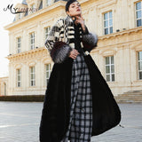M.Y.FANSTY 2019 High Quality Copenhagen Imprt Mink Coat Natural Fur Coat Women's X-Long With Fox Fur Sleeve Causal Mink Coats