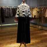 M.Y.FANSTY 2019 High Quality Copenhagen Imprt Mink Coat Natural Fur Coat Women's X-Long With Fox Fur Sleeve Causal Mink Coats