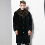 AYUNSUE New Mens Mink Coat Winter Natural Fur Jacket Men Real Fur Collar Whole Mink Fur Coats Long Luxury Jacket AC010 KJ1347